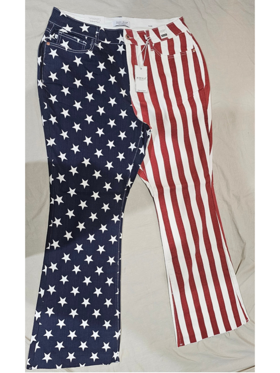 Judy Blue Denim - Women's Judy Blue Flare Jeans Size 20W Blue Red Stars and Stripes